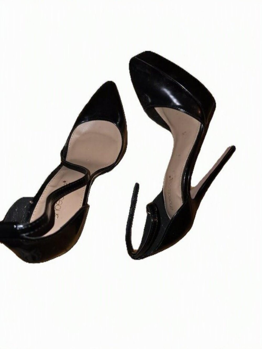 Shoedazzle Black Patent Platform Stiletto Heels Pointed Toe Ankle Strap Pumps - Picture 3 of 3